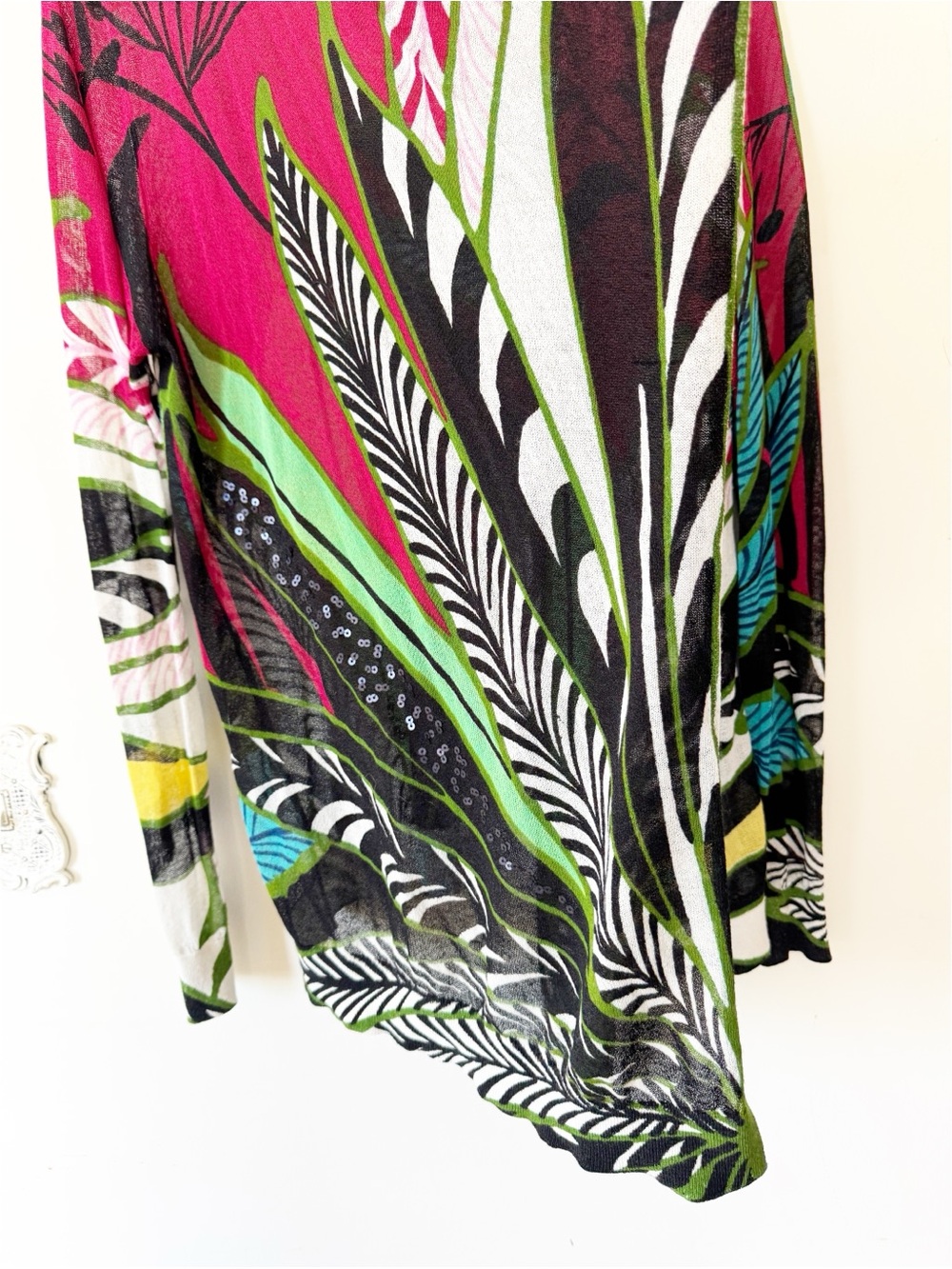 Desigual Tropical Floral Lightweight Draped Cardigan Sweater XL - Picture 6 of 10